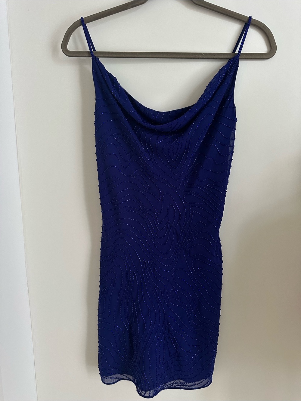 RAT & BOA Beaded Slip Dress in Deep Blue size XS